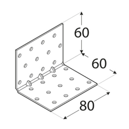 Coltar perforat ranforsat pentru lemn zincat 60x60x80x1,5 mm KMP6-4136 Domax