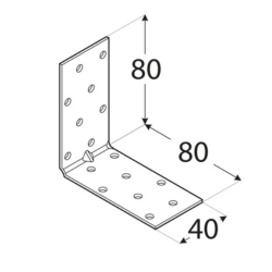Coltar perforat ranforsat pentru lemn zincat 80x80x40x1,5 mm KMP7-4137 Domax