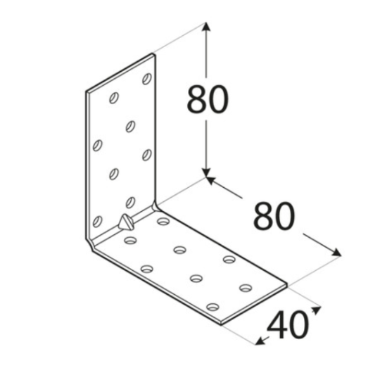 Coltar perforat ranforsat pentru lemn zincat 80x80x40x1,5 mm KMP7-4137 Domax
