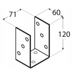 Suport stalp tip O zincat 71x120x4 mm PSO70-4832 Domax