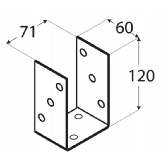 Suport stalp tip O zincat 71x120x4 mm PSO70-4832 Domax