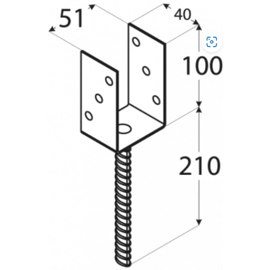 Suport stalp tip U cu tija zincat 71x100x5 mm pentru stalp 70 mm PSL70U-4913 Domax