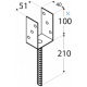 Suport stalp tip U cu tija zincat 71x100x5 mm pentru stalp 70 mm PSL70U-4913 Domax