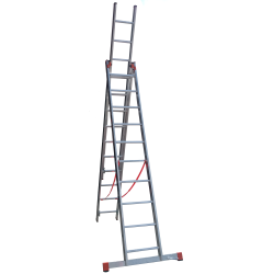 Scara universala profesionala Eurostil Alverosal, cu trei tronsoane, 2.01/3.99/5.45 m, 3x7 trepte, A760737TR