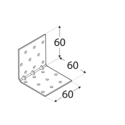 Coltar perforat ranforsat pentru lemn zincat 60x60x60x1,5 mm KMP5-4135 Domax