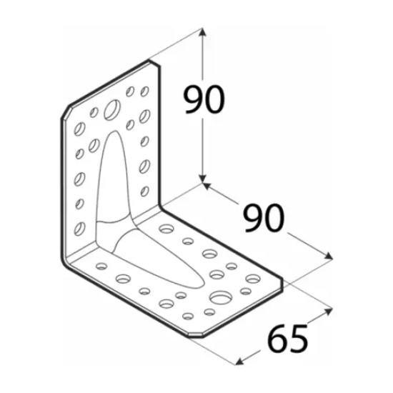 Coltar perforat ranforsat pentru lemn negru 90x90x65x2,5 mm KP1-402102 Domax