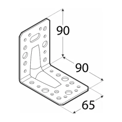 Coltar perforat ranforsat pentru lemn zincat 105x105x90x2,5 mm KP2-4022 Domax