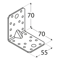 Coltar perforat ranforsat pentru lemn zincat 70x70x55x2,5 mm KP4-4024 Domax