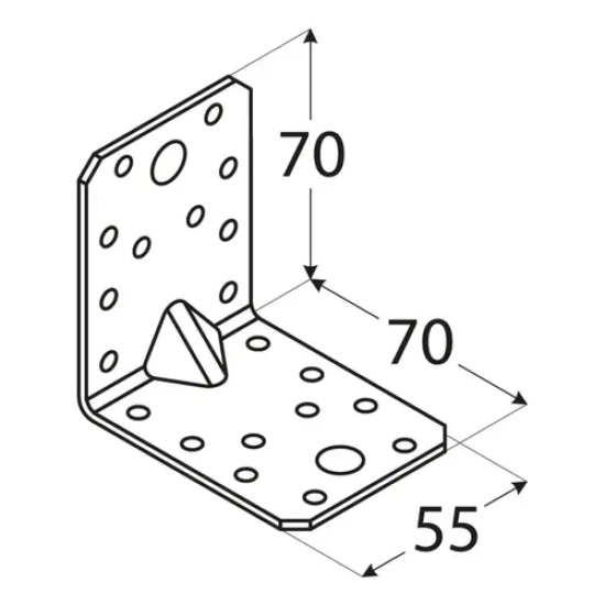 Coltar perforat ranforsat pentru lemn zincat 70x70x55x2,5 mm KP4-4024 Domax