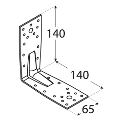 Coltar perforat ranforsat pentru lemn negru tip C 140x140x65x2,5 mm KP5-402502 Domax