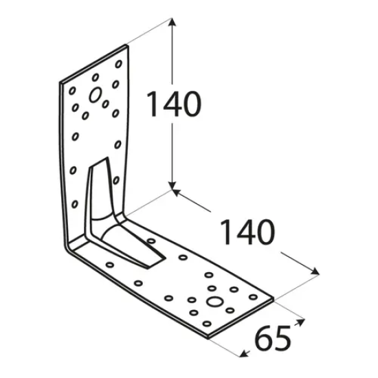 Coltar perforat ranforsat pentru lemn negru tip C 140x140x65x2,5 mm KP5-402502 Domax