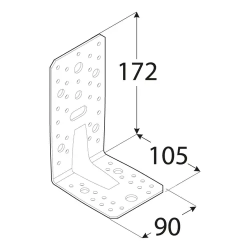 Coltar perforat ranforsat pentru lemn zincat 172x105x90x3 mm KP6-4026 Domax