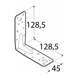 Coltar perforat ranforsat pentru lemn zincat 128,5x128,5x45x2,5 mm KP9-4029 Domax