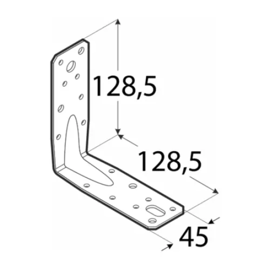 Coltar perforat ranforsat pentru lemn zincat 128,5x128,5x45x2,5 mm KP9-4029 Domax