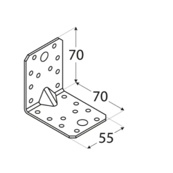 Coltar perforat ranforsat pentru lemn zincat 70x70x55x2,0 mm KPL4-4054 Domax