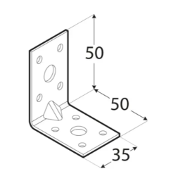 Coltar perforat ranforsat pentru lemn zincat 50x50x35x2,0 mm KPL5-4055 Domax