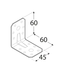 Coltar perforat ranforsat pentru lemn zincat 60x60x45x2,0 mm KPL6-4056 Domax
