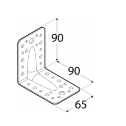 Coltar perforat ranforsat pentru lemn zincat 90x90x65x1,5 mm KPS1-40212 Domax