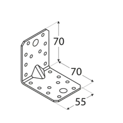 Coltar perforat ranforsat pentru lemn zincat 70x70x55x1,5 mm KPS4-40242 Domax