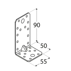 Coltar perforat ranforsat pentru lemn zincat 90x50x55x1,5 mm KPS3-40232 Domax