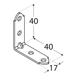 Coltar unghi ingust pentru constructii din lemn zincat 40x40x17x1,5 mm KW2-4002 Domax
