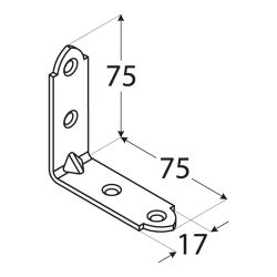 Coltar unghi ingust pentru constructii din lemn zincat 75x75x17x2,0 mm KW4-4004 Domax