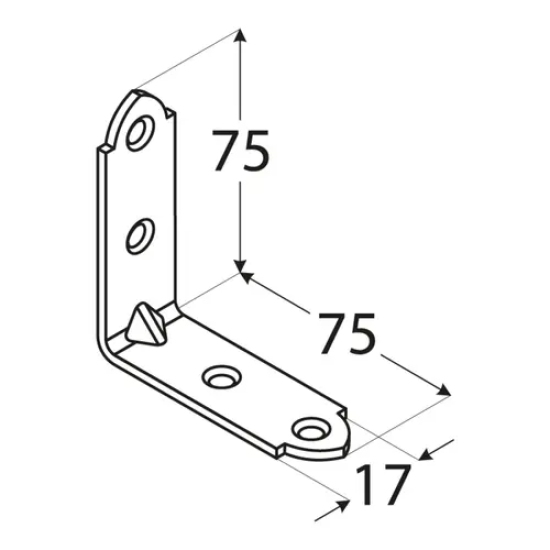Coltar unghi ingust pentru constructii din lemn zincat 75x75x17x2,0 mm KW4-4004 Domax