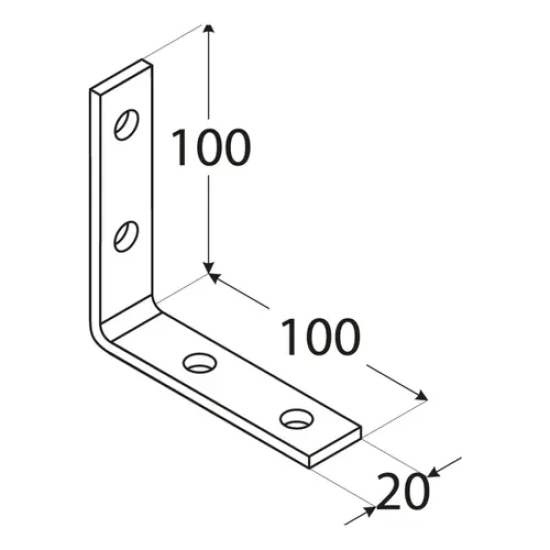 Coltar unghi ingust pentru constructii din lemn zincat 100x100x20x4,0 mm KW5-4005 Domax