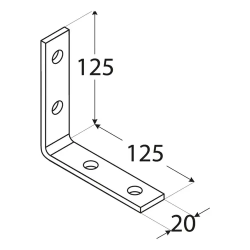 Coltar unghi ingust pentru constructii din lemn zincat 125x125x20x4,0 mm KW6-4006 Domax