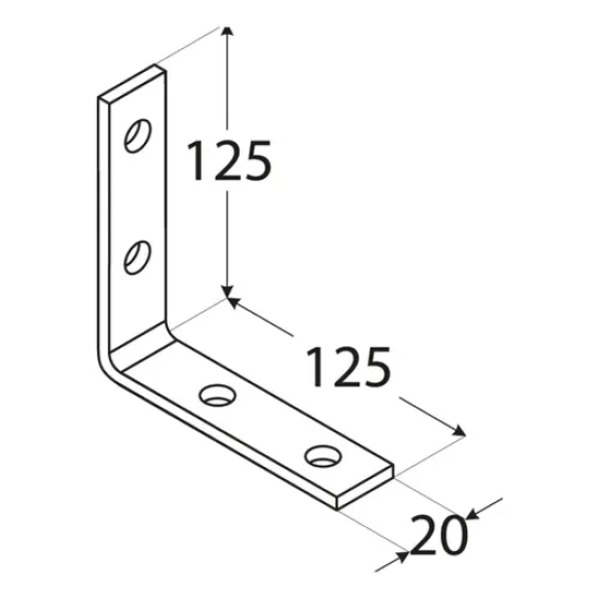Coltar unghi ingust pentru constructii din lemn zincat 125x125x20x4,0 mm KW6-4006 Domax