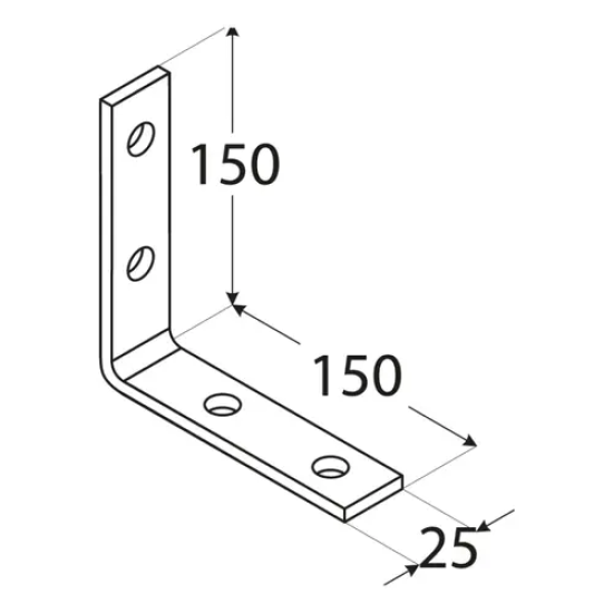 Coltar unghi ingust pentru constructii din lemn zincat 150x150x25x5,0 mm KW7-4007 Domax