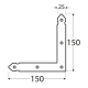 Coltar plat decorativ pentru constructii din lemn negru 150x150x25x2,5 mm NAO1-4660 Domax