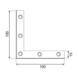 Coltar plat pentru constructii din lemn zincat 100x100x15x2,0 mm NA100-448771 Domax