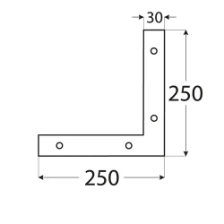 Coltar plat pentru constructii din lemn zincat 250x250x30x3,0 mm NA3-4653 Domax