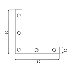 Coltar plat pentru constructii din lemn zincat 30x30x10x1,5 mm NA30-4487214 Domax