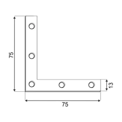 Coltar plat pentru constructii din lemn zincat 75x75x13x2,0 mm NA75-448761 Domax