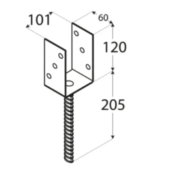 Suport stalp tip U clasic zincat 101x120x4 mm pentru stalp 100 mm PS100U-4805 Domax