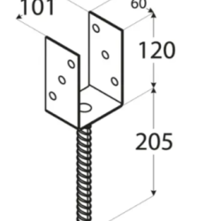 Suport stalp tip U clasic zincat 101x120x4 mm pentru stalp 100 mm PS100U-4805 Domax