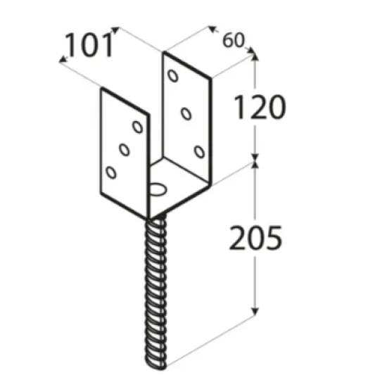 Suport stalp tip U clasic zincat 101x120x4 mm pentru stalp 100 mm PS100U-4805 Domax