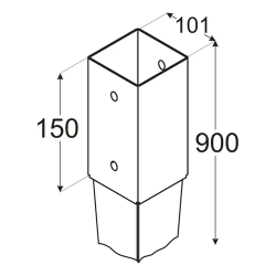 Suport stalp incastrat zincat 101x900x2,0 mm PSG100/900-4824 Domax