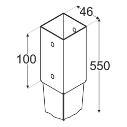 Suport stalp incastrat zincat 46x550x1,5 mm PSG45/550-4816 Domax