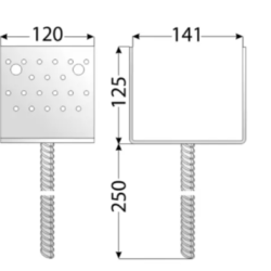 Suport stalp tip U cu tija zincat la cald 46x100x40x4,0 mm PSL45U-4814 Domax
