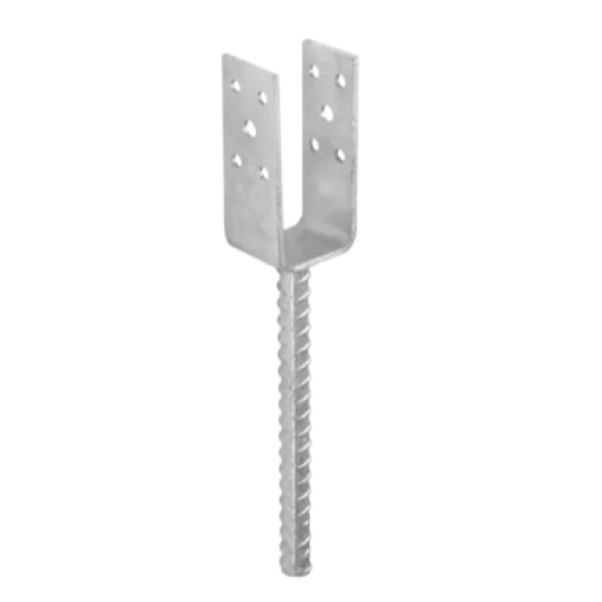 Suport stalp tip U cu tija zincat 51x100x5 mm pentru stalp 50 mm PSL50U-4910 Domax