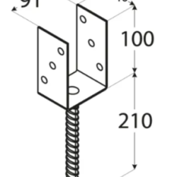 Suport stalp tip U cu tija zincat 101x100x5 mm pentru stalp 100 mm PSL100U-4916 Domax