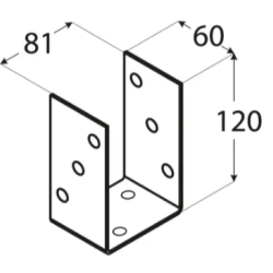 Suport stalp tip O zincat 81x120x5 mm PSO80-4833 Domax