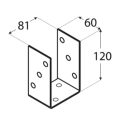 Suport stalp tip O zincat 81x120x5 mm PSO80-4833 Domax