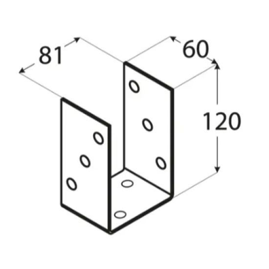 Suport stalp tip O zincat 81x120x5 mm PSO80-4833 Domax