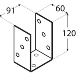 Suport stalp tip O zincat 91x120x5 mm PSO90-4834 Domax
