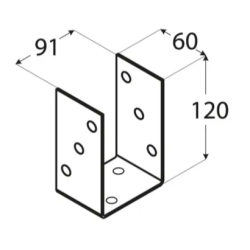 Suport stalp tip O zincat 91x120x5 mm PSO90-4834 Domax