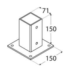 Suport stalp cu fixare in suruburi zincat 71x150x2 mm PSP70-4841 Domax